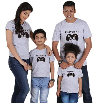 Ģimenes saskaņošanas t krekls tēvs, māte, meita, dēls baby girl apģērbu kokvilnas spēlētājs īsām piedurknēm tētis, mamma un man tērpiem