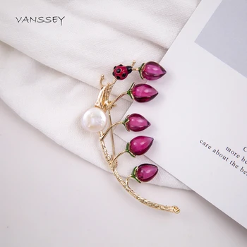 Vanssey Vintage Filiāle Ziedu Pumpuru Gliemeža Mārīte Dabas Baroka Pērle rokām veidotas Stikla Enameled Broša Pin Sievietēm 2020 Jaunas