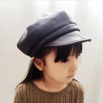 Modes Rudens Ziemas Korejas Bērniem Pu Berete Tīrtoņa Krāsu Astoņstūra Klp Mazulis Cepuri Āra Caps Zēni Meitenes Gadījuma Cepures
