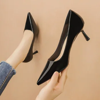 6cm Papēžiem Kurpes Sieviešu lakādas sūkņa kļūdas par Slaidu augsta papēža Norādīja Toe augstpapēžu kurpes zapatos mujer de sekla biroja kurpes