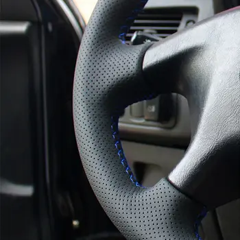 DIY Roku šūtas Melna Mākslīgās Ādas Automašīnas Stūres Rats Segumu Mitsubishi Pajero Vecs Mitsubishi Pajero Sport