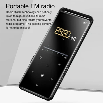 Mini Sporta FM Radio, Apgaismojums Bezzudumu mūzikas atskaņotājs Balss Ieraksti, Pieskarieties Pogai MP4 Atskaņotājs Ultra Plānas Metāla Uzlādējamā Bluetooth