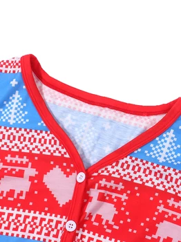 Sievietēm Ziemassvētku Pidžamas Komplekti Top Bikses Komplekti Pilna Garuma Regulāri Piedurknēm V-veida kakla Mīksto Siltu Izdrukāti Komplekti Sleepwear