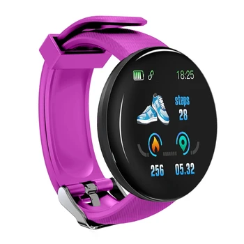 D18 Bluetooth Smart Skatīties Vīrieši Sievietes asinsspiedienu Kārtas Skatīties Ūdensizturīgs Sports Tracker WhatsApp uz Android Ios-Violeta