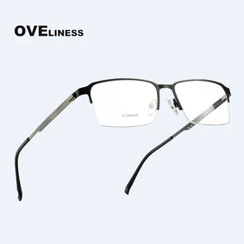 Titāna sakausējuma Brilles Rāmis Vīriešiem Kvadrātveida Briļļu Vīriešu Klasisko pusi Optisko Recepšu tuvredzība Rāmji, Brilles Gafas Oculos