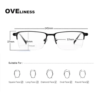 Titāna sakausējuma Brilles Rāmis Vīriešiem Kvadrātveida Briļļu Vīriešu Klasisko pusi Optisko Recepšu tuvredzība Rāmji, Brilles Gafas Oculos