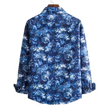 Camisas florales de manga larga de Otoño de 2021 para hombres, camisas estampadas con flores de corte delgado para hombres, cami