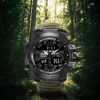 Militārās Sporta pulkstenis ar Kompasu Vīriešiem Izdzīvot Āra Pulksteņi Modes Luksusa Zīmolu Kvarca Digitālais rokas Pulkstenis Relogio Masculino