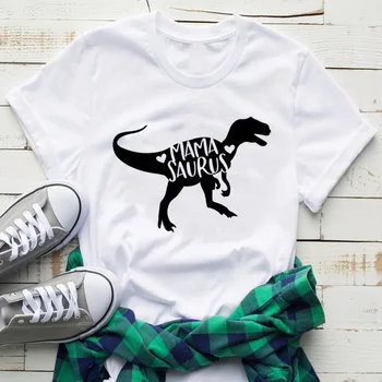 Mamasaurus Mama Saurus Tee Kreklu Mātes Diena Dāvanu Dinozauru T Kreklu, Kokvilnas, ar Īsām Piedurknēm Gadījuma T-krekls ar Drukas Topi