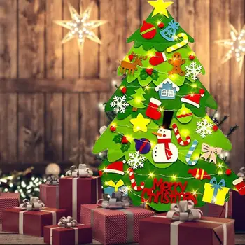 Ir 2021. JAUNU DIY Jūtama Ziemassvētku Eglītes Ar LED Gaismas Jauno Gadu Durvīm Wail Karājas Rotājumu Tificial Koku Bērniem, Rotaļlietas, Dāvanas Ziemassvētkiem