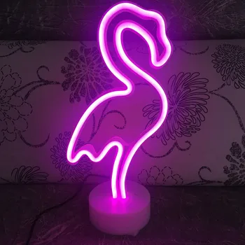 Nakts Gaisma Akumulatora enerģiju Neona Galda Lampa Brīvdienu Flamingo LED Festivāla Kāzu Mazā Telpā, Mājas Dekoru