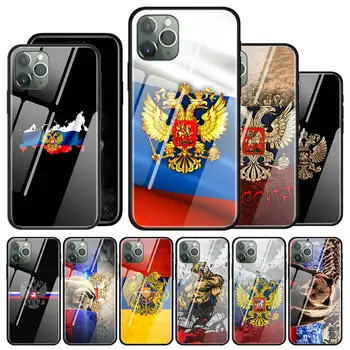 Rūdīta Stikla Tālrunis Lietā Par iPhone 12 11 Pro Pro Max SE 2020 X XS MAX XR 7 8 6 6s Plus Segtu Coque Armēnijas, Krievijas Karogs, Emblēma