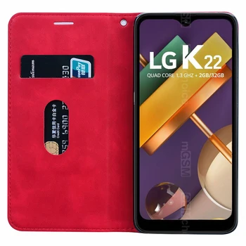 Par LG K22 Gadījumā чехол Telefone Āda Flip Stends Vāciņu, Seifs Capa Par LG K22 K 22, Plus Būtiska Magnēts Tālrunis Aizsargs Grāmatu Shell