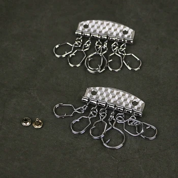 Ādas amatniecības DIY seifa atslēgu gredzens sprādzes 6 O-gredzenu dizainu pleds knurling dizains ar kniežu 5gab/daudz