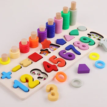 Toddler Rotaļlietas, 3d Puzles Logaritmisko Valdes Izglītojošas Spēles 1-10 Ģeometrija Jigsaw Puzzles Montessori Koka Rotaļlietas Bērniem Dāvanu