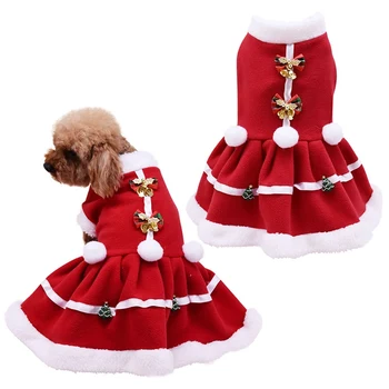 Pet Apģērbs Suņu apģērbs Silts Sarkans, Svārki Rudens Ziemas Princese Kleitas Teddy Kucēns Ziemassvētku Kāzu Kleitu Maziem, Vidējiem Suņiem