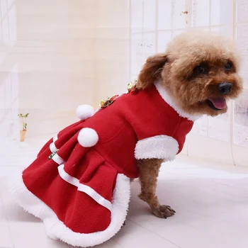 Pet Apģērbs Suņu apģērbs Silts Sarkans, Svārki Rudens Ziemas Princese Kleitas Teddy Kucēns Ziemassvētku Kāzu Kleitu Maziem, Vidējiem Suņiem