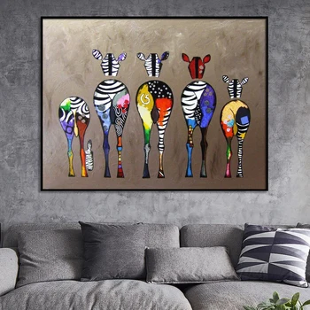 Anotācija Zebra Audekls Mākslas Gleznas Pie Sienas, Krāsains Dzīvniekiem Mākslas Izdrukas Āfrikas Dzīvniekiem, Mākslas Attēlus Dzīvojamās Istabas Sienas