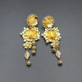 2019 Baroka Tiesa Vainagu ģeometriskā metāla gem galvas stīpa Eiropas un Amerikāņu retro Baroka zelta ziedu galvassegu auskari stīpu