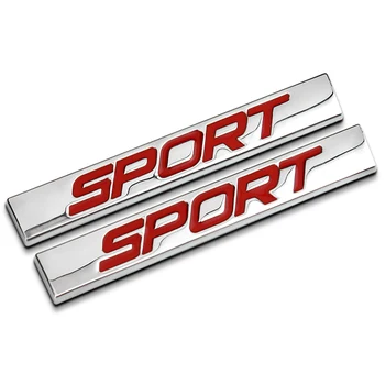 Sarkana Sporta Word Long Bar Chrome Cinka Sakausējuma Auto Stils Emblēmas Nozīmīti Pielāgošanas 3D Uzlīmes VW Volkswagen Jauno Jetta Bora Lavida