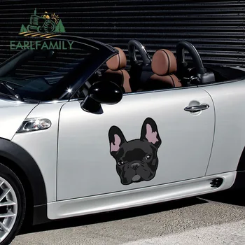 EARLFAMILY 43cm x 43cm franču Buldogs Suns Skrāpējumiem izturīgs Auto Durvis, Buferi Vinila Decal Skrāpējumiem izturīgs Transportlīdzekļa VAN Auto Uzlīmes