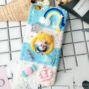 DIY lietā par iPhone 11 pro, max 3D ziedu tālruņa vāciņu iP XS MAX roku krēms korpusa ip 6/6s 7/8 plus meitene dāvanu Sailor moon X/XR