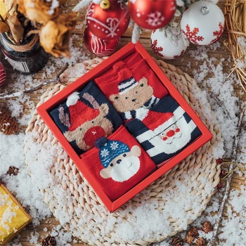Ziemassvētku Zeķes Dāvanu Komplekts Sieviešu Zeķes Biezas Ziemas Kokvilnas Sieviešu Zeķes Saglabāt Siltu Ziemassvētku ziemeļbriežu Sniegavīrs Santa Claus Izdrukāt