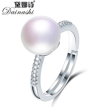 Dainashi Modes Oriģinālas Saldūdens Kultivētās Pērles Gredzens 925 Sterling Silver Vienkārši Zircon Kristāla Regulējams Gredzens Sievietēm