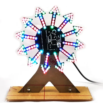 DIY elektronisko komplekts, Krāsains LED mūzikas skaņas kontrole, Panorāmas rats sodering komplekts Spektra tālvadības 21kind mirgo 16cm