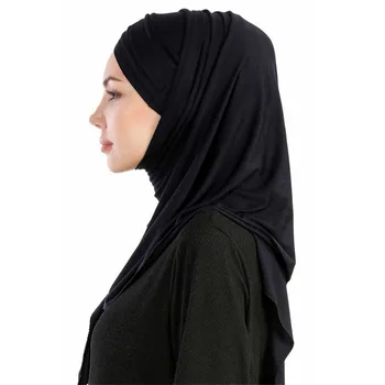 Sievietēm Musulmaņu Cietā Jersey Šalle Garo Lakatu Cover-up Cepuri Wrap Šalle Pieticība Turban Klp Instant Underscarf Viegli Ready-to-wear