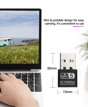 1200Mbps Mini USB Wifi Adapteri Tīkla Lan Karti PC Wifi Dongle Dual Band 2.4 G&5G Bezvadu Wi-Fi Uztvērējs Desktop Laptop