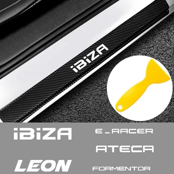 Par Seat Ibiza Leon Cupra E-racer Ateca Formentor FR Sacīkšu 4GAB Automašīnu Durvju Sliekšņa Sliekšņa Uzlīme Oglekļa Šķiedras Pretnodiluma Plāksnes Aizsargs