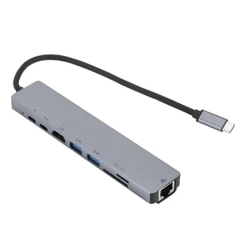 Tipa-C 8-in-1 hub vairāku funkciju paplašināšanu doks USB centrmezglu, HDMI pārveidotājs PD uzlādes tīkla karte 3.0