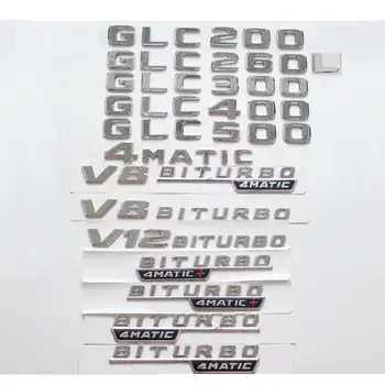 Par Mercedes Benz Chrome Vēstules GLC200 GLC220 GLC250 GLC260 GLC280 GLC300 GLC320 GLC200L GLC250L GLC260L Emblēmu 4MATIC Emblēmas