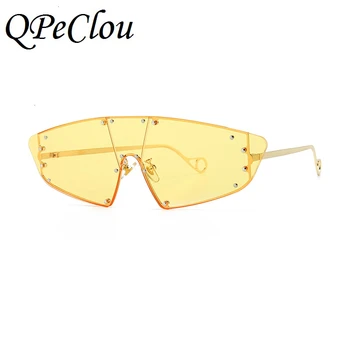 QPeClou Metāla Kniežu Viens Gabals, Kaķu Acu Saulesbrilles Sievietēm, Vīriešiem, Ir 2021. Retro Mūsdienu Spoguļi Saules Brilles Dāmas Oculos De Sol Gafas UV400