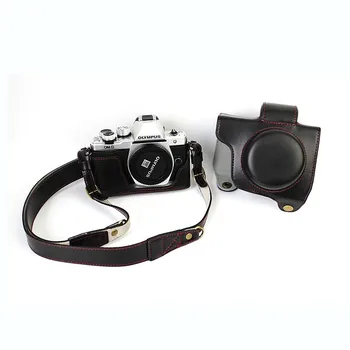 Luksusa PU Ādas Gadījumā Segtu Soma Olympus OM-D OMD EM10 II EM10 Mark II (14-42mm Lens) ar Bateriju Openning Kameras Soma