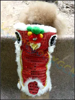Pavasara Festivāls Rotaļu suns mētelis, ziemas kucēns kostīmu pet Lauva deju apģērba mazs suns, kaķis Tang uzvalku jauno gadu cat jaka