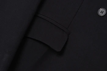 [EAM] Sieviešu Black Double Krūtīm Ilgi Vintage Žakete Jaunu Atloks ar garām Piedurknēm Zaudēt Jaka Modes Pavasara Rudens ir 2021. 1DD0376