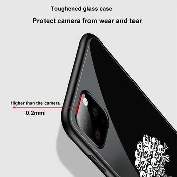 Galvaskausa Lietā Par iPhone XS MAX XR 7 8 6 6S Plus Tālruni Gadījumos, Skaidrs, Hard Back Rūdīta Stikla Vāks iPhone 11 Pro Max Plānas Būtiska