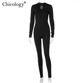 Chicology Rudens Ziemas Jumpsuit Korsete ar garām Piedurknēm, Elegants Bodycon Sexy Club Drēbes 2020. gadam Y2K Viens Gabals Ķermeņa Streetwear Tērpiem