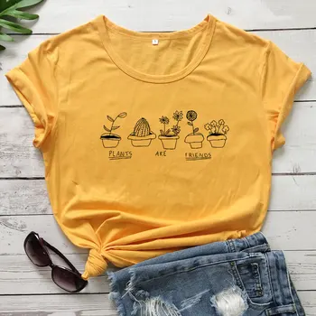 Augi Ir Draugi Kokvilnas T-krekls Funny, Crazy Augu Dāma Dāvanu T Gudrs Sievietēm Dārza Vegāns Top Tee Kreklu Camiseta