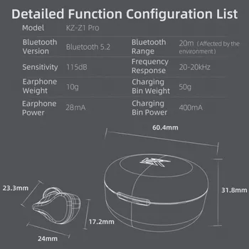 KZ Z1 Pro Bluetooth 5.2 Spēļu Austiņas Bezvadu Sporta Austiņas HiFi Bass TWS Earbuds Trokšņa Slāpēšanas Mikrofons Austiņas