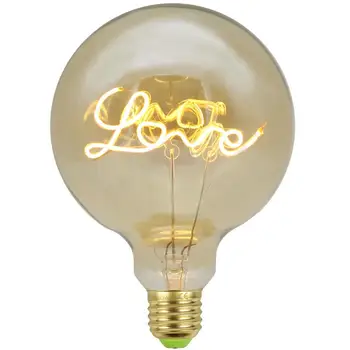 HiMISS Retro LED Mīlestības Vēstuli Lampas G125 Edison Spuldze ar Dzelteno Galss Shell Mājas Apdare