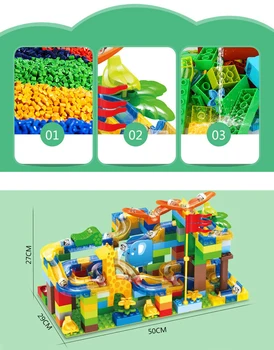 168PC DIY Ķieģeļi Marmora Sacensību Palaist Bloķēt Bumbu Labirints Dziesmu Celtniecības Bloki, Plastmasas Piltuves Slaidu Saderīgu Duplo rotaļlietas Bērniem