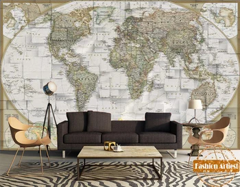 Pasūtījuma vintage tapetes, sienas valstu ģeogrāfiskās detalizētu pasaules karti, tv dīvāns guļamistabā, viesistabā, kafejnīca, bārs fona