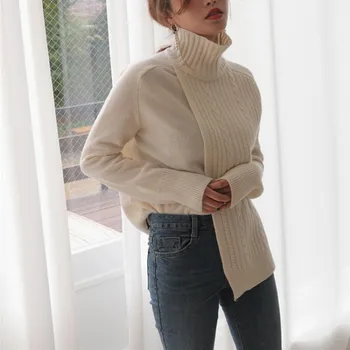 WAVSIYIER džemperis sievietēm turtlenck gudrs, elegants džemperis, džemperi sieviete zaudēt bieza korejas 2020 rudens ziemas adītas vintage cietie
