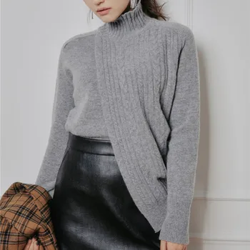 WAVSIYIER džemperis sievietēm turtlenck gudrs, elegants džemperis, džemperi sieviete zaudēt bieza korejas 2020 rudens ziemas adītas vintage cietie