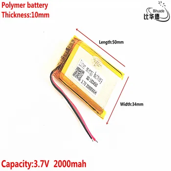 Litru enerģijas akumulators, Labas Qulity 3,7 V,2000mAH 103450 Polimēra litija jonu / Litija jonu akumulators tablet pc BANKA,GPS,mp3,mp4
