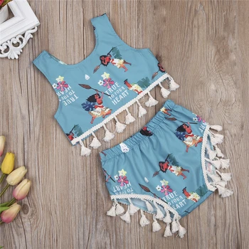 2019. gada Vasara Zīdainis, Mazulis Meitene Uzstādīt Modes Sleveless Drēbes Karikatūra Ziedu Pušķi Topi, Šorti 2gab Apģērbs Sunsuit