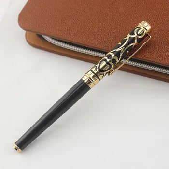 AAA kvalitātes zīmolu HERCOGA melnā metāla Rullīti lodīšu pildspalva ar Kasti sodu, biroja kancelejas preces luksusa Rakstot lodīšu pildspalvas dāvanu